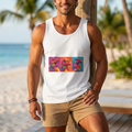 T-Rex Pop Art Triptych Tank Top | Colorful Retro Rainbow Dinosaur Graphic