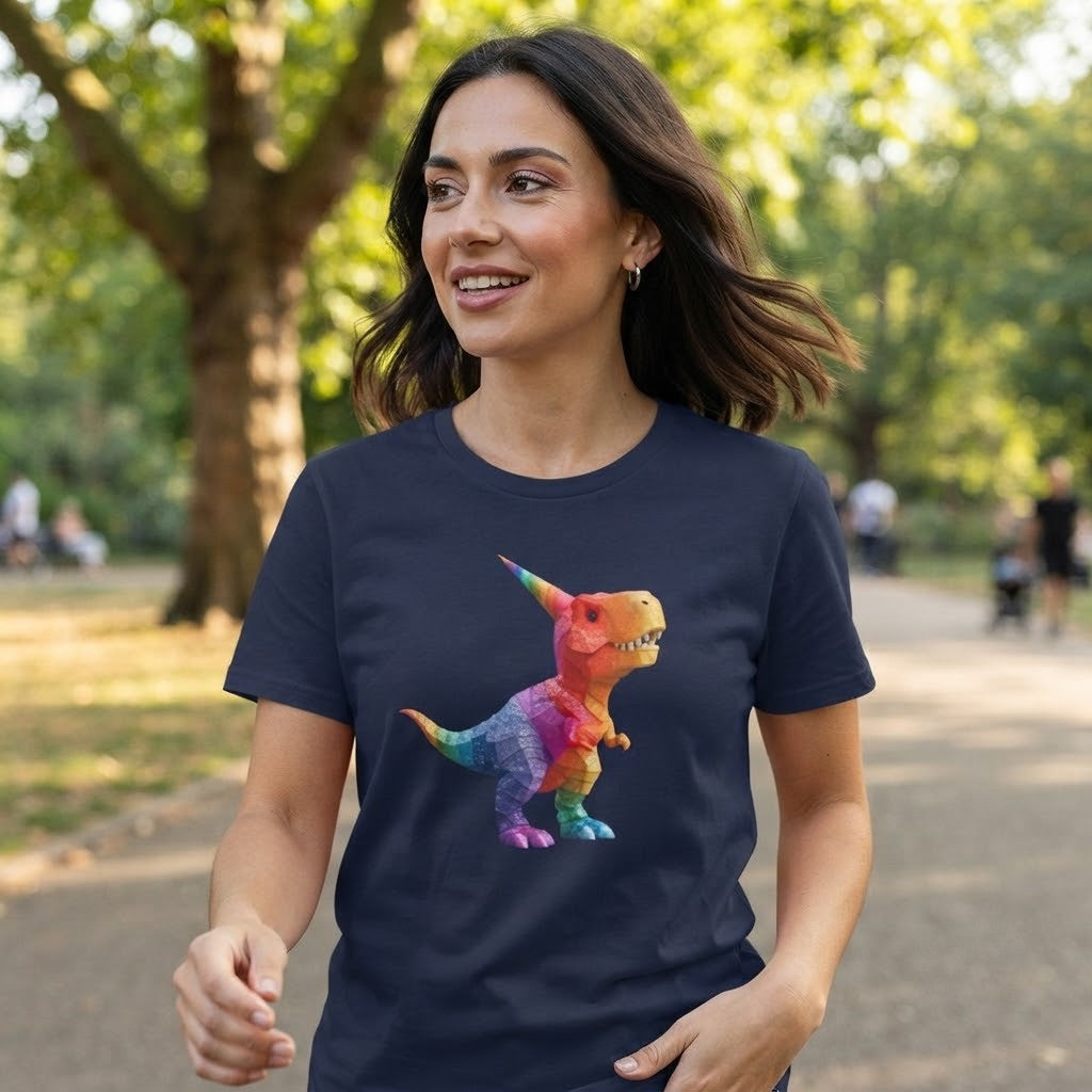 Rainbow Unicorn Dinosaur T-Shirt — Colorful Dino Graphic Tee